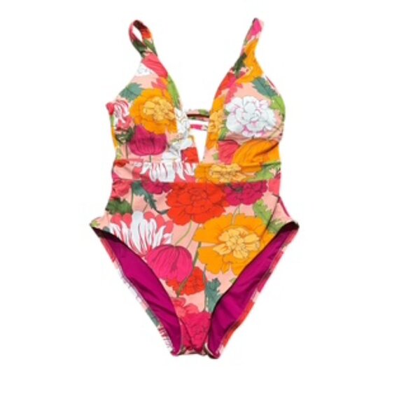NEW Trina Turk‎ 1-Piece Swimsuit Women’s Size 10 Floral Moderate Coverage V-neck - Picture 10 of 14